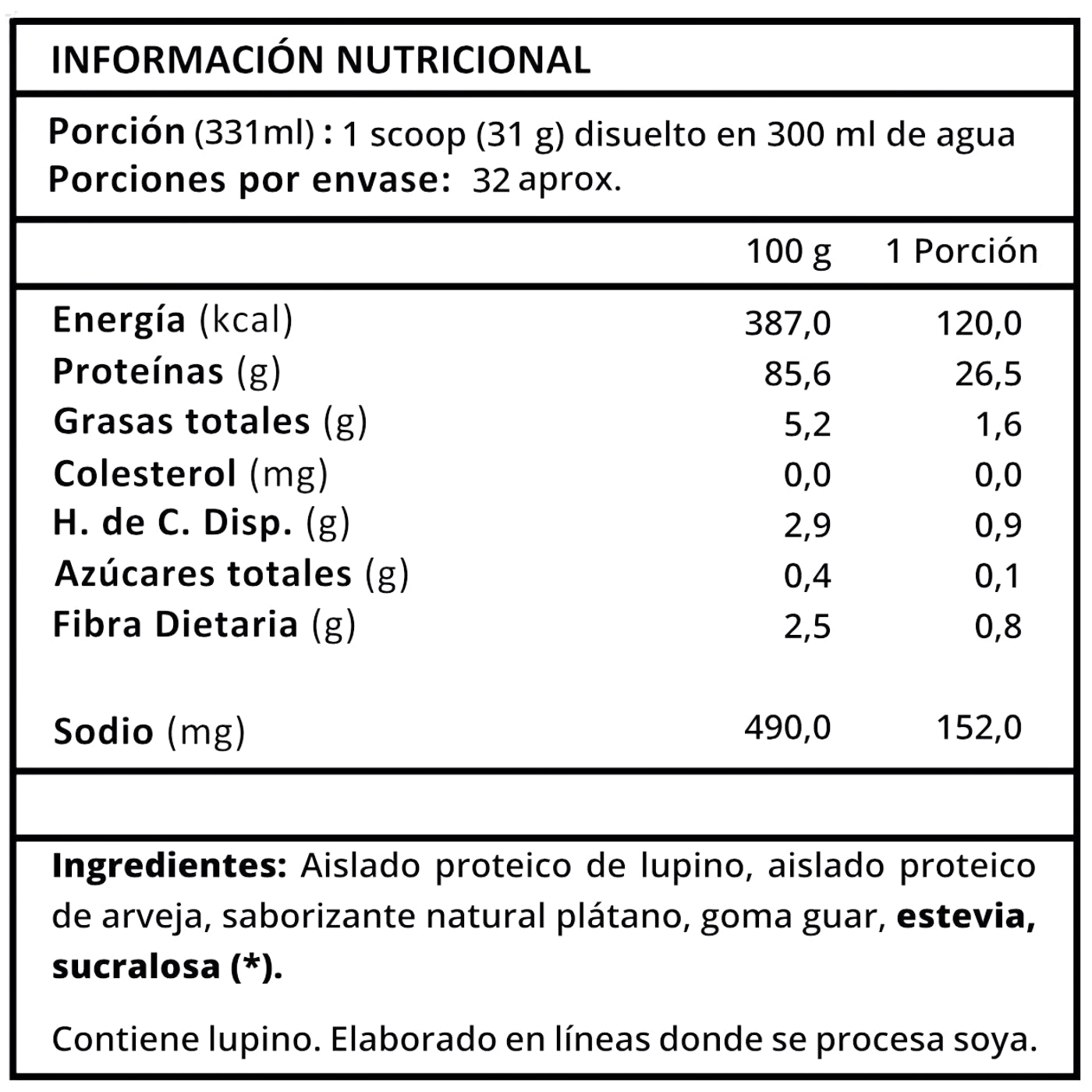 Proteína Vegana Premium Lupino y Arveja Lupine Protein 1 kg