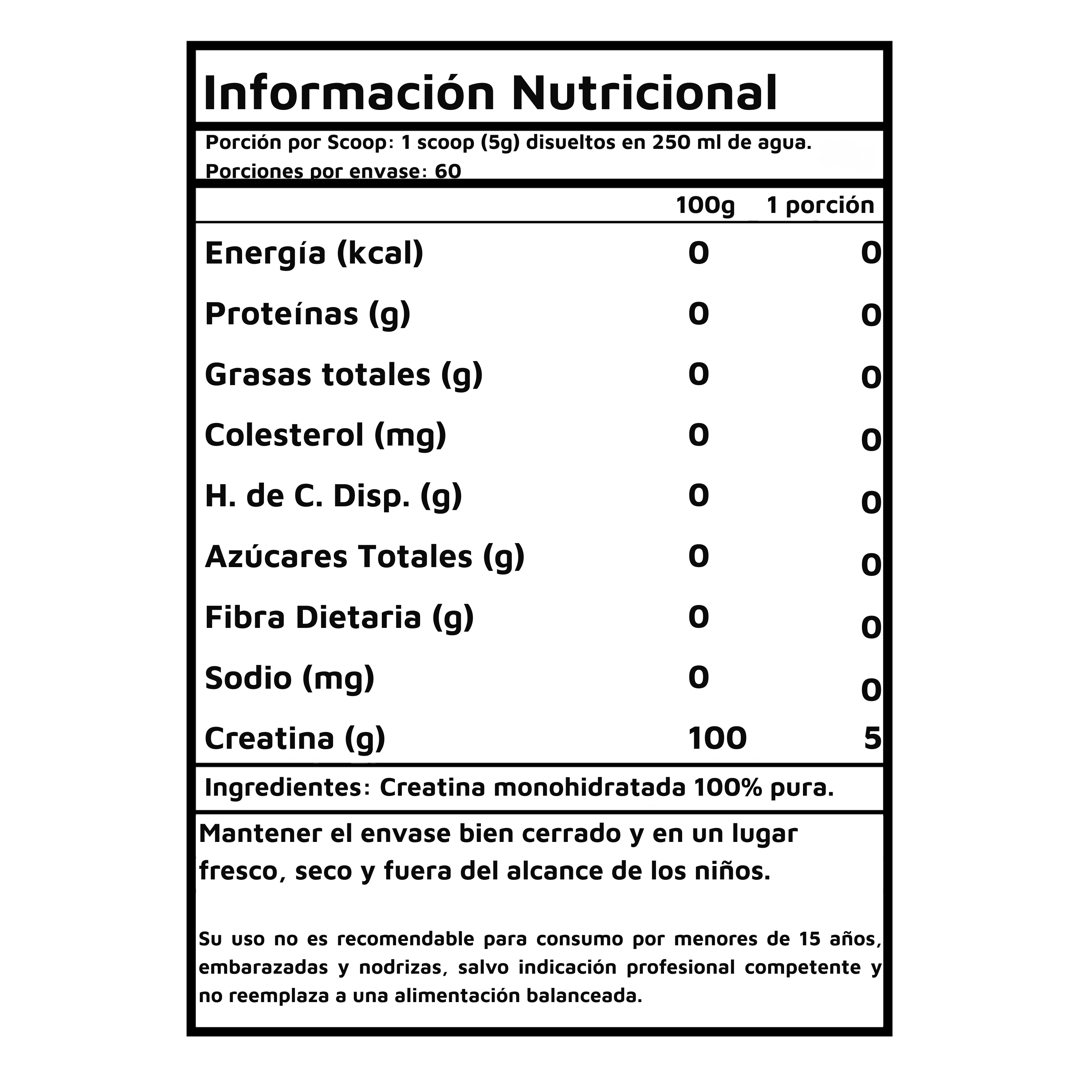 Creatina Monohidratada En Polvo 100% Pura Prote&co - Pote 300g
