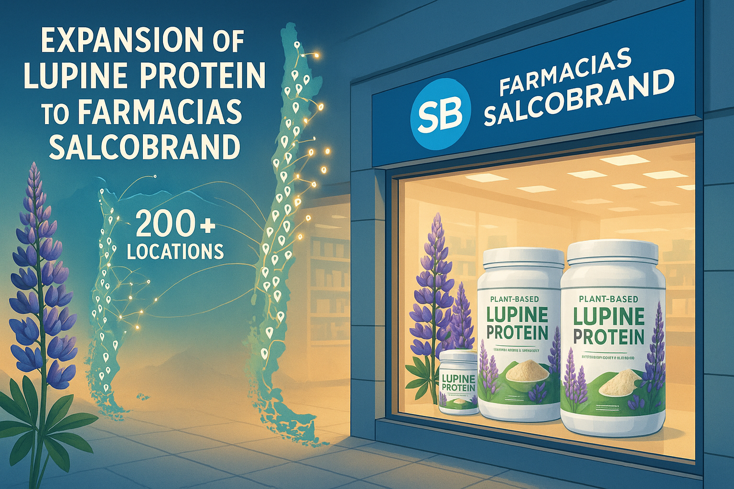 Farmacias Salcobrand: Dimos un gran salto porque Lupine Protein llegó a más de 200 sucursales de Farmacias Salcobrand. Este fue nuestro primer gran paso para estar más cerca de ti, en cada barrio, en cada ciudad.