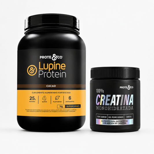 Pack de proteína vegana y creatina Prote&Co con Lupine Protein cacao 1 kg y Creatina Monohidratada 300 g