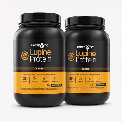 Pack de 2 proteínas veganas Lupine Protein sabor cacao 1 kg Prote&Co, proteína vegetal de lupino y arveja sin lactosa y sin sucralosa.