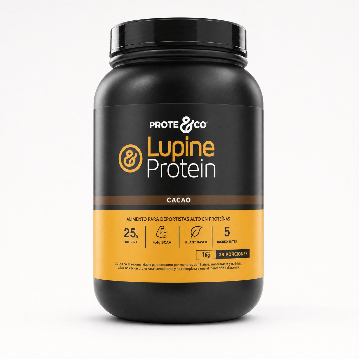 Proteína vegana Lupine Protein sabor cacao 1 kg Prote&Co, proteína vegetal de lupino y arveja sin lactosa.