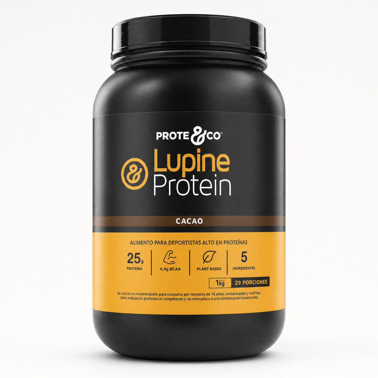 Proteína vegana Lupine Protein sabor cacao 1 kg Prote&Co, proteína vegetal de lupino y arveja sin lactosa.