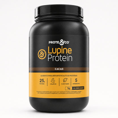 Proteína vegana Lupine Protein sabor cacao 1 kg Prote&Co, proteína vegetal de lupino y arveja sin lactosa.