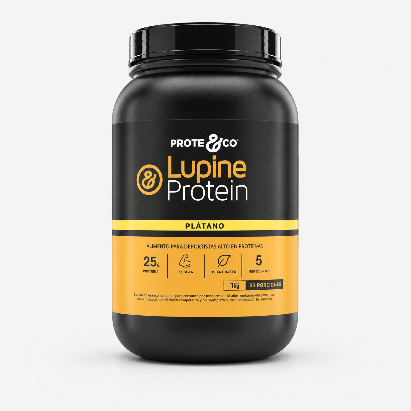 Proteína vegana Lupine Protein sabor plátano 1 kg Prote&Co, proteína vegetal de lupino y arveja sin lactosa.