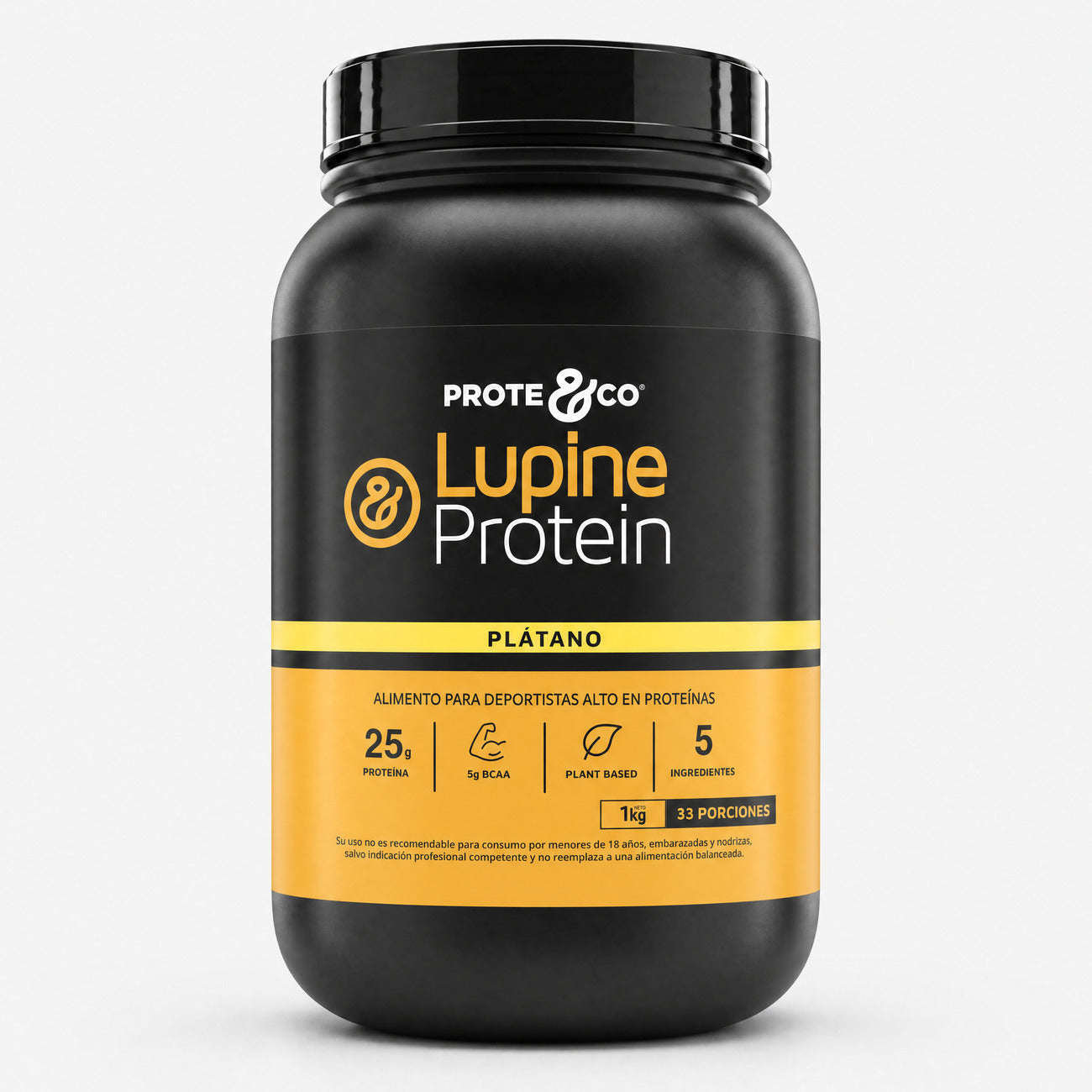 Proteína vegana Lupine Protein sabor plátano 1 kg Prote&Co, proteína vegetal de lupino y arveja sin lactosa.